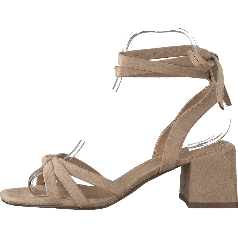 Faux Suede Ankle Strap Heels Beige