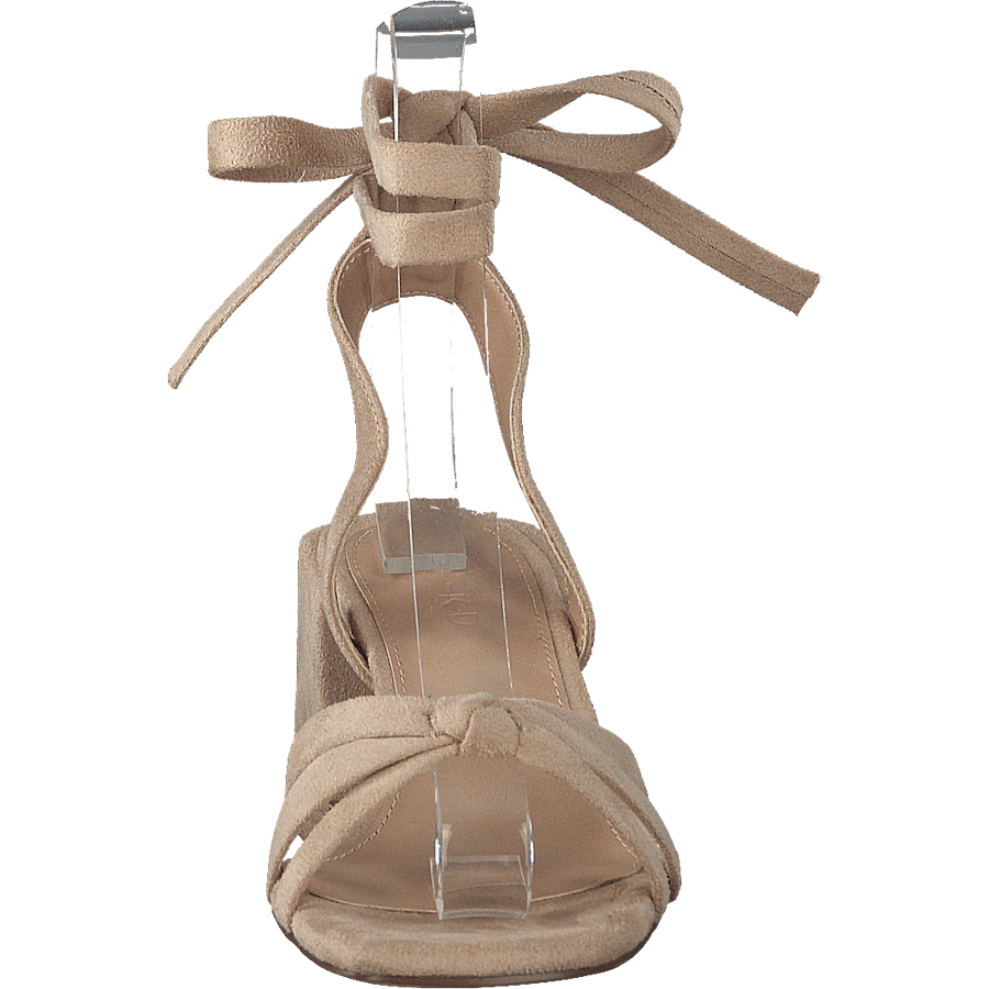 Faux Suede Ankle Strap Heels Beige