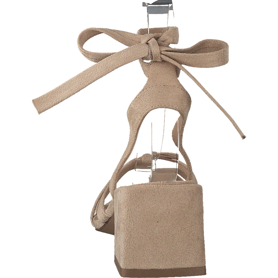 Faux Suede Ankle Strap Heels Beige
