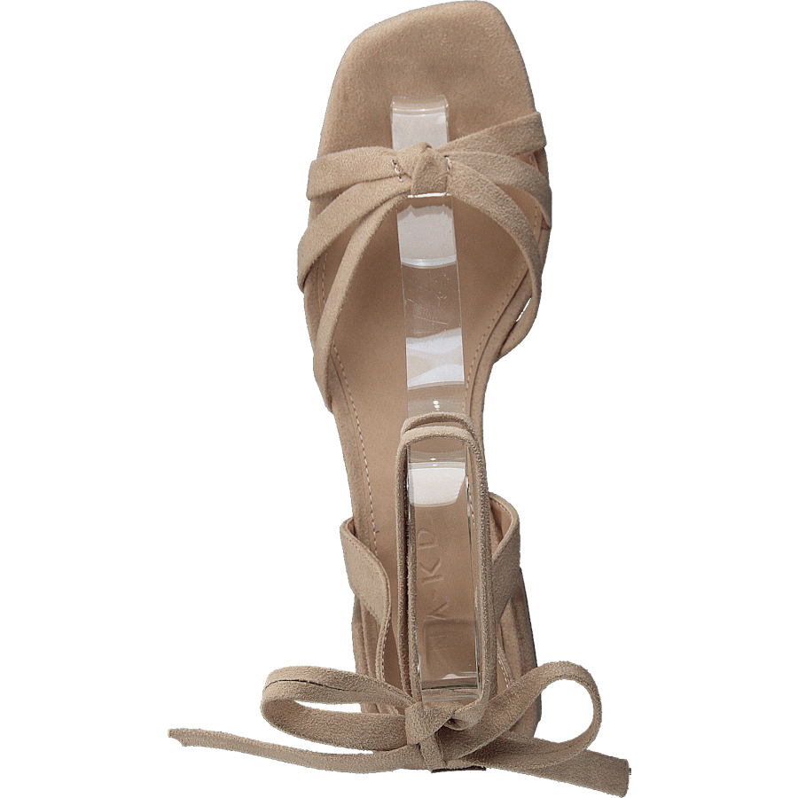 Faux Suede Ankle Strap Heels Beige
