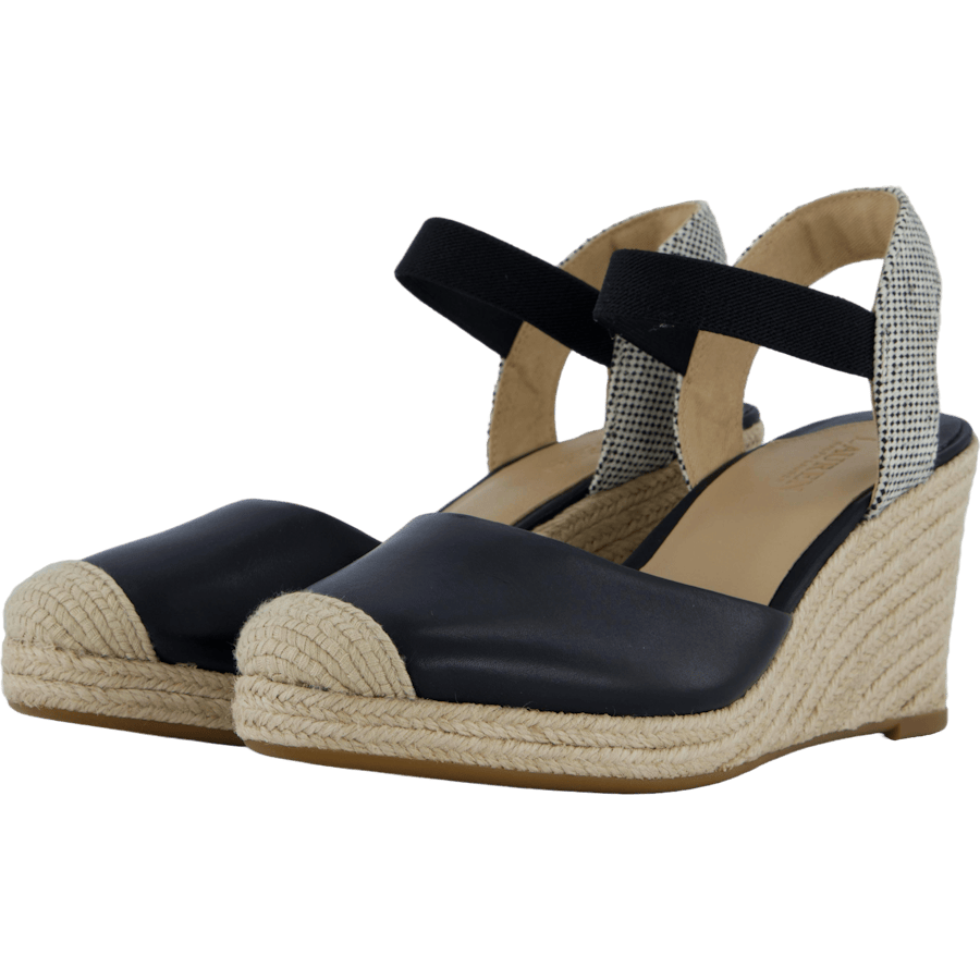 Pearle II Leather & Canvas Espadrille Black / Natural / Black