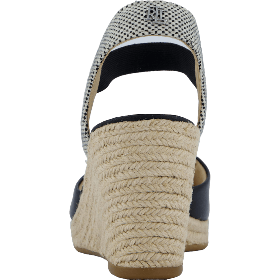 Pearle II Leather & Canvas Espadrille Black / Natural / Black