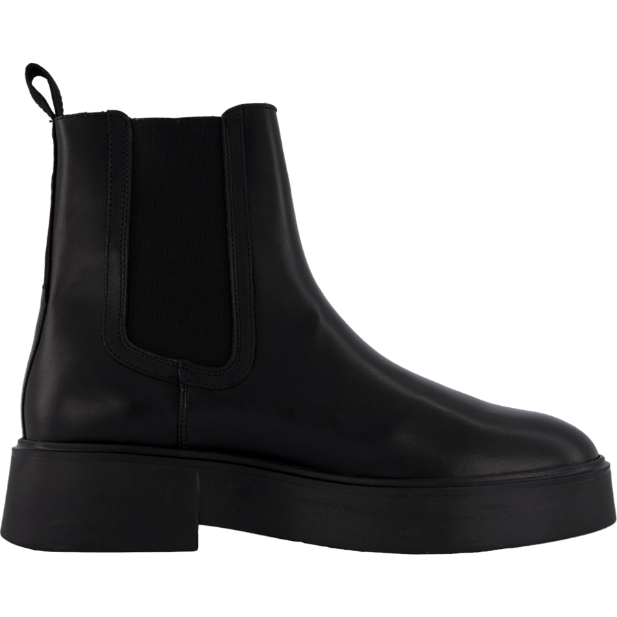 Minimal Leather Chelsea Logota Black