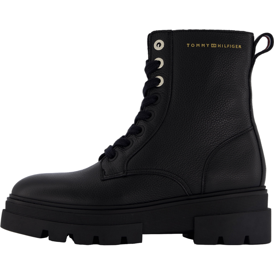 Bicolor Leather Lace-up Black