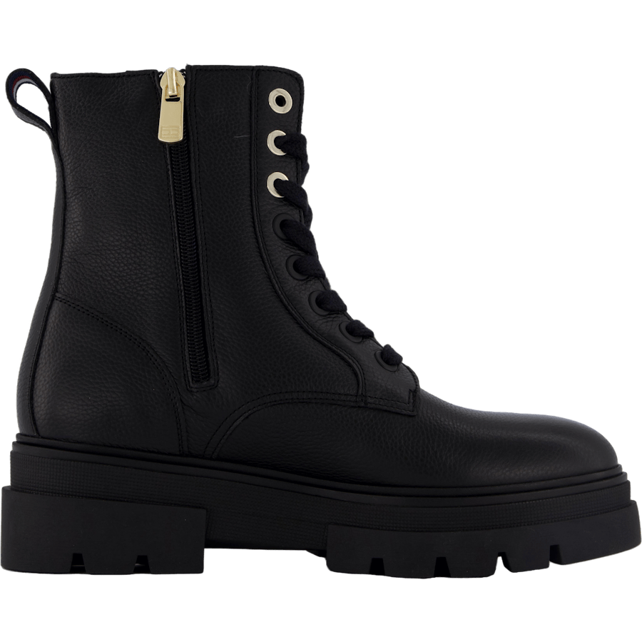 Bicolor Leather Lace-up Black