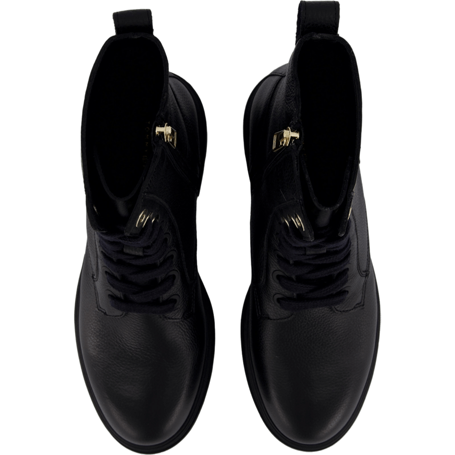 Bicolor Leather Lace-up Black