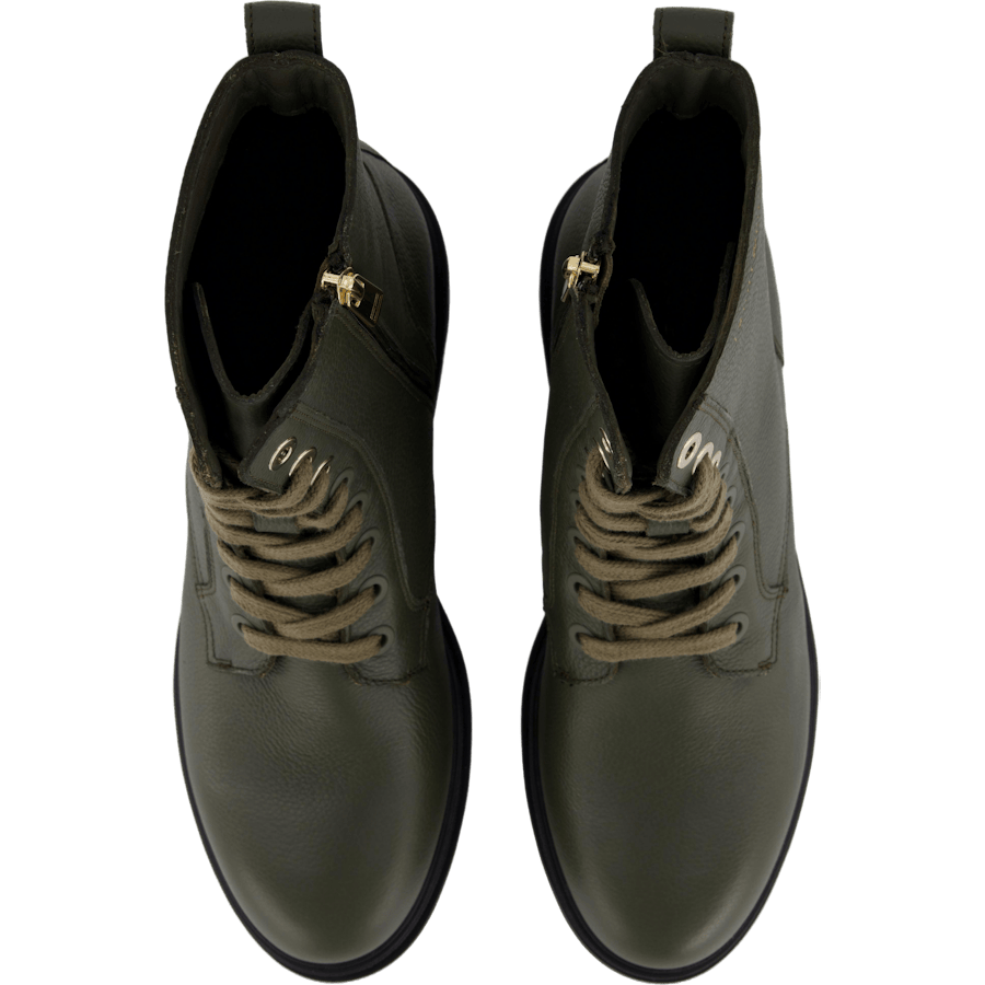 Bicolor Leather Lace-up Army Green