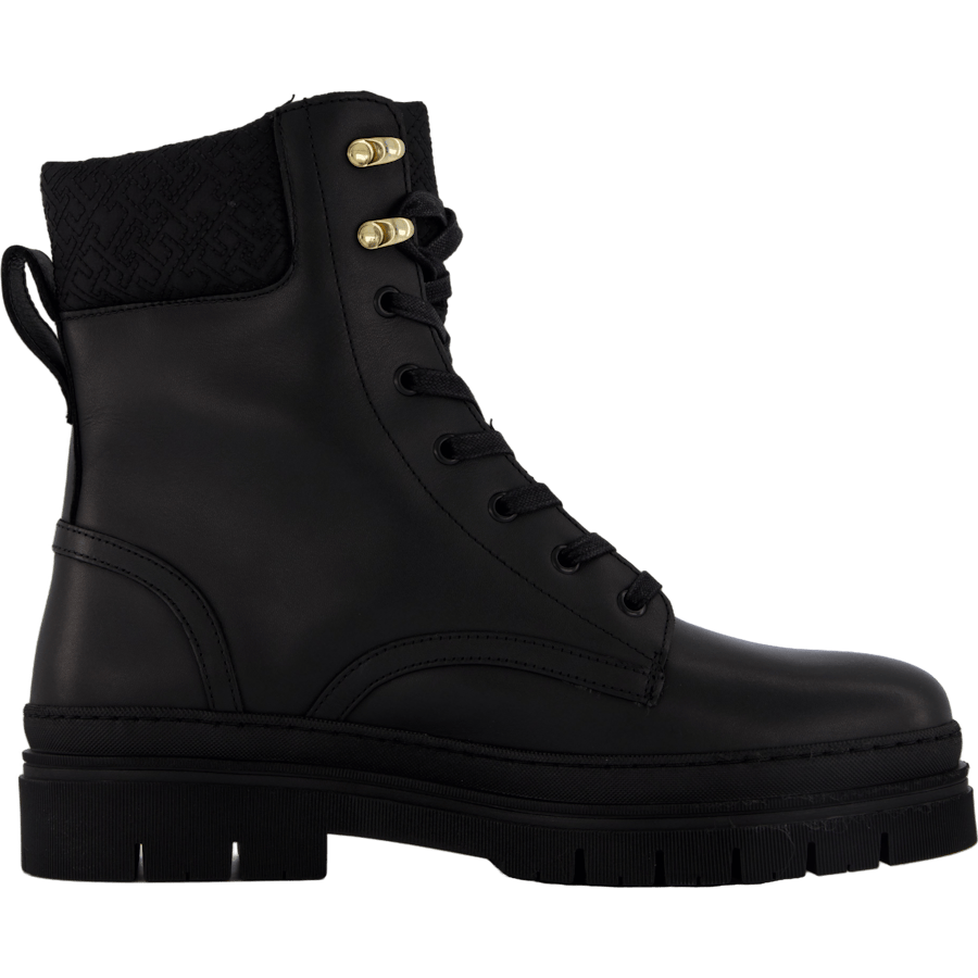 Cleated Lace-up Lthr Mix Mono  Black