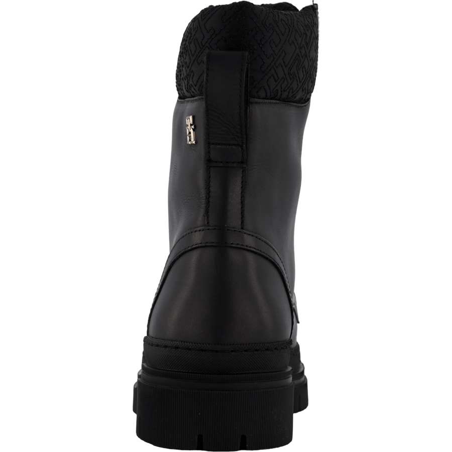 Cleated Lace-up Lthr Mix Mono  Black
