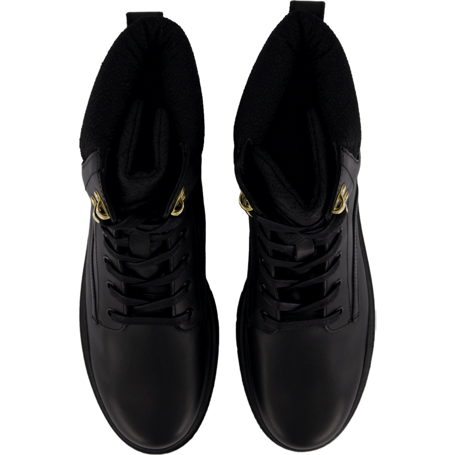 Cleated Lace-up Lthr Mix Mono  Black