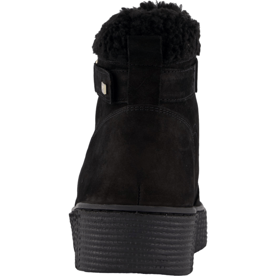 Faux Fur Nubuck Low Lace-up Black