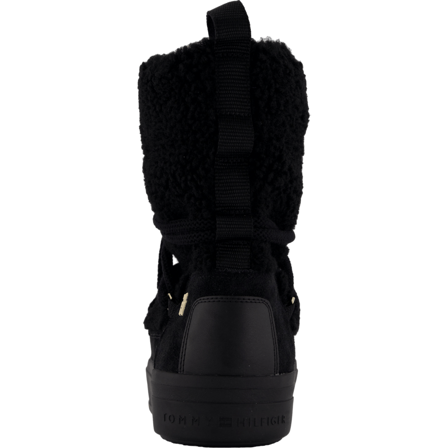 Lace-up Faux Shearling Snowboo Black
