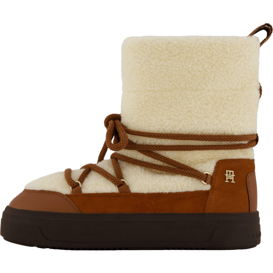 Lace-up Faux Shearling Snowboo Cognac Brown