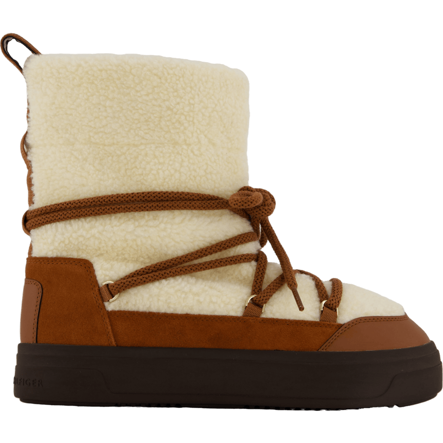 Lace-up Faux Shearling Snowboo Cognac Brown