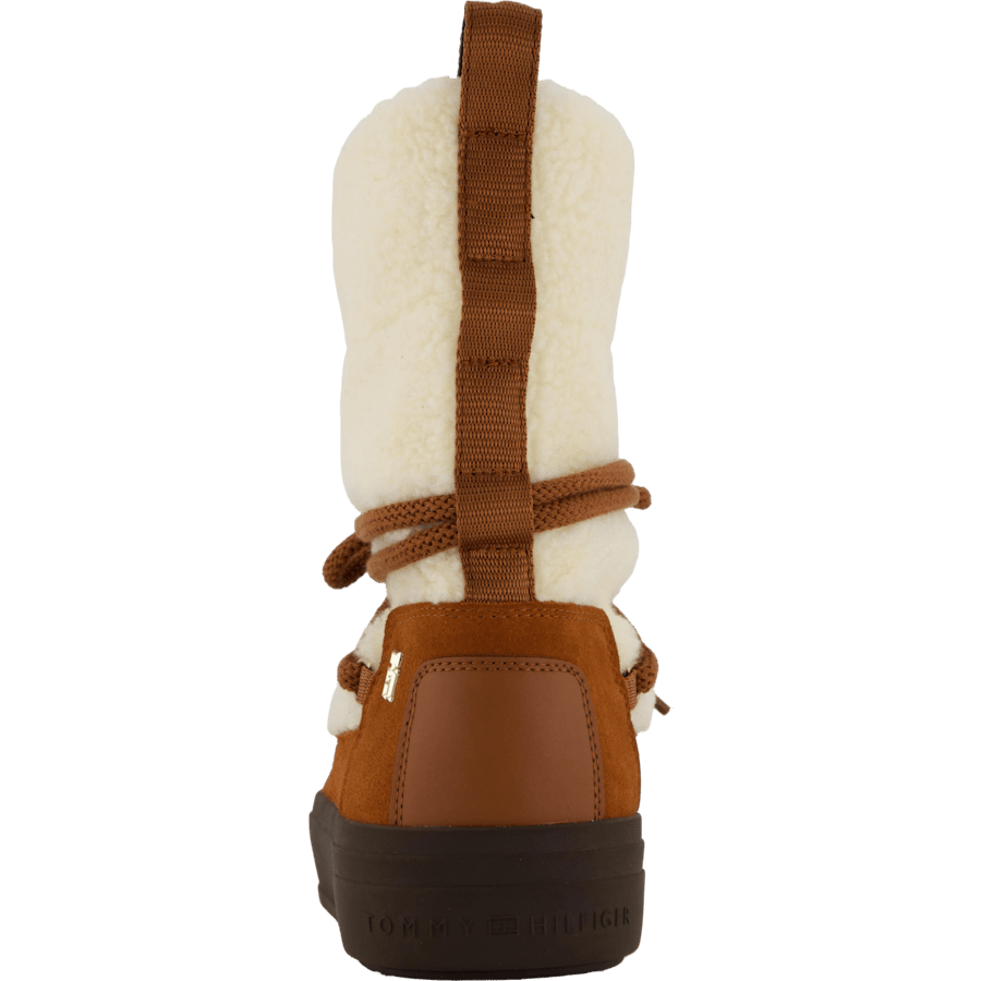 Lace-up Faux Shearling Snowboo Cognac Brown