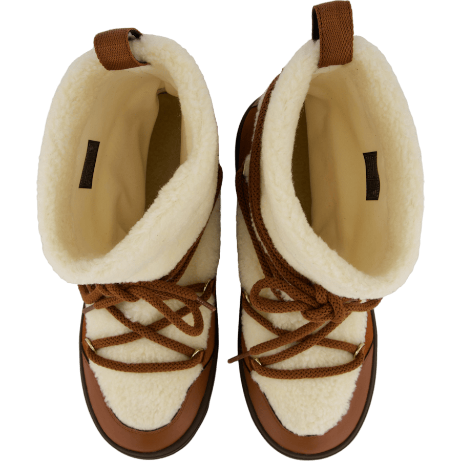 Lace-up Faux Shearling Snowboo Cognac Brown