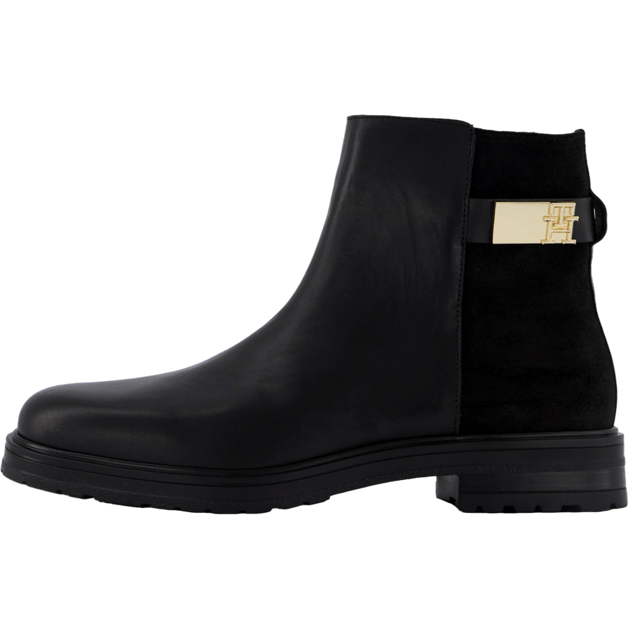 Th Logo Leather Mix Chelsea Black