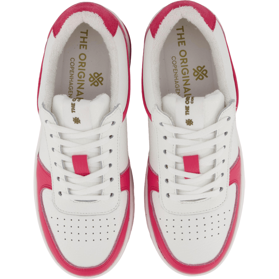 The Ella 2.0 White/fuxia Tumbled Leather