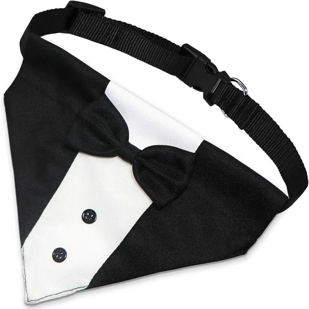 Dog Tuxedo Suit With Bow Tie And Bandana Adjustable Formal Costumes For Small, Medium, Large Dogs Perfect For Weddings Birthdays