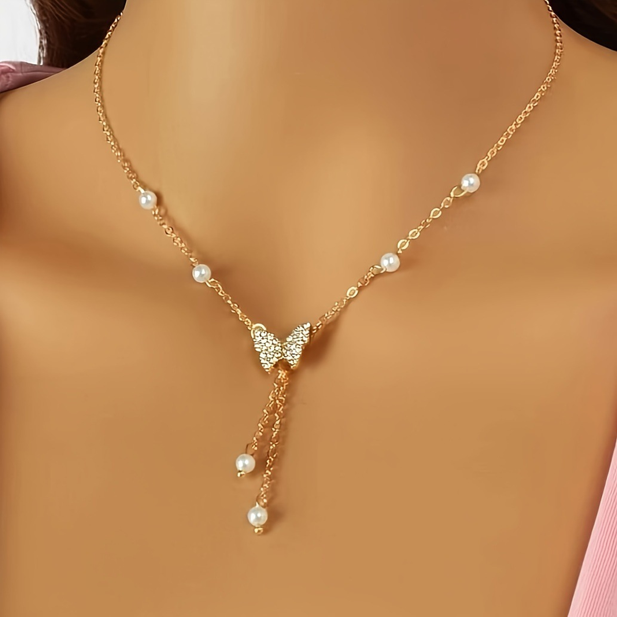 Butterfly Drop Pendant Necklace