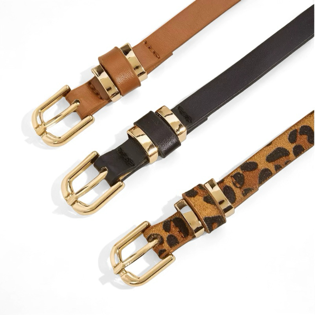 Slim Leopard-Print Buckle Belt