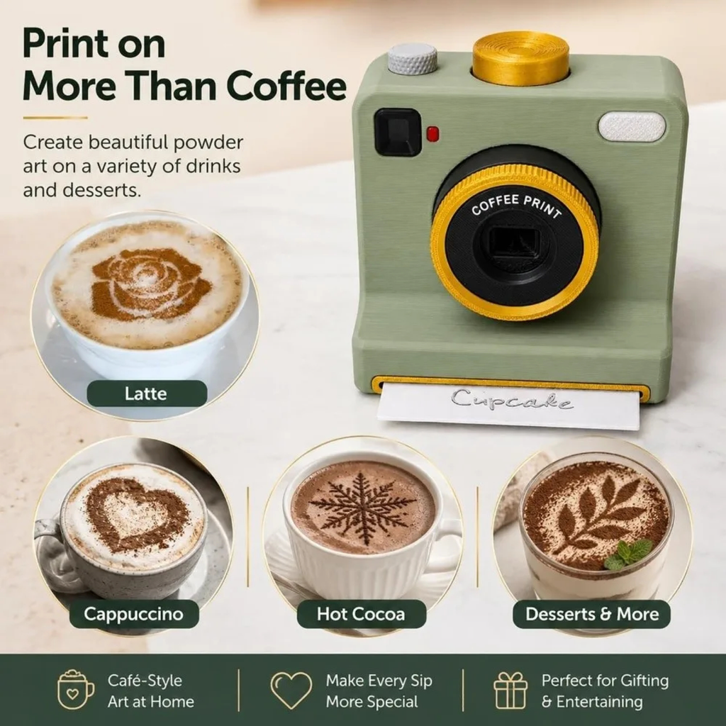 Camera-Shaped Latte Art Stencil Tool
