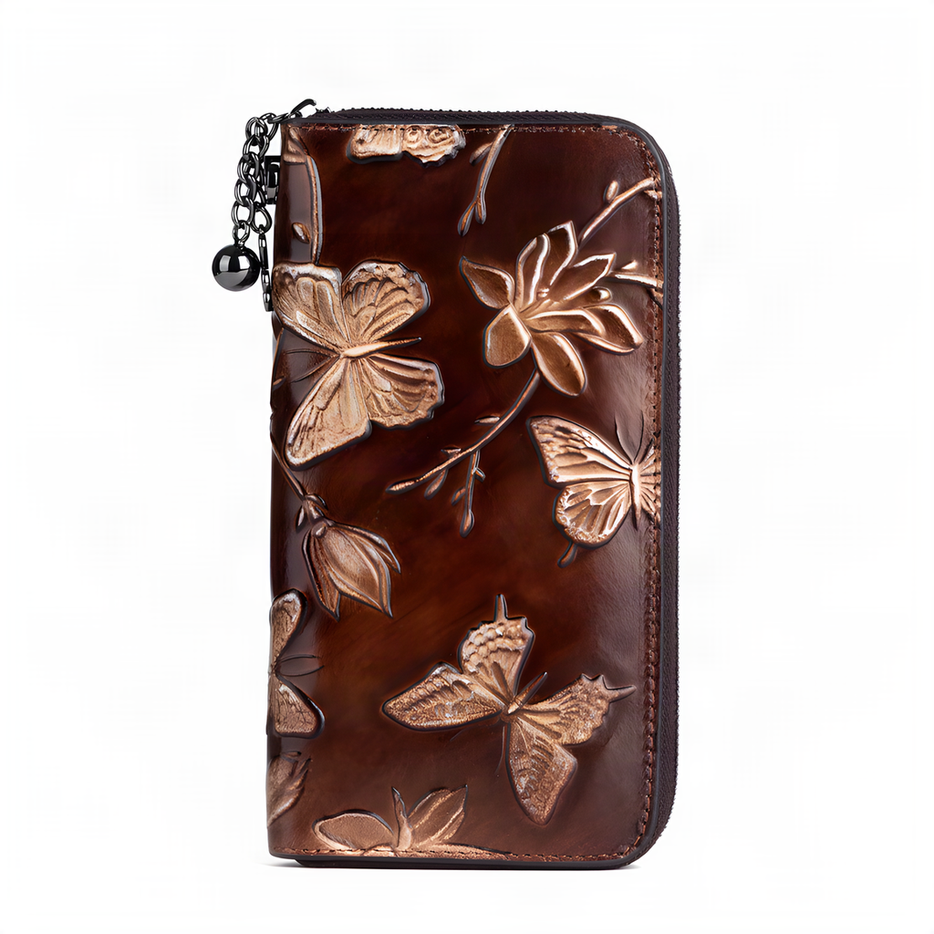 Embossed Butterfly Leather Wallet