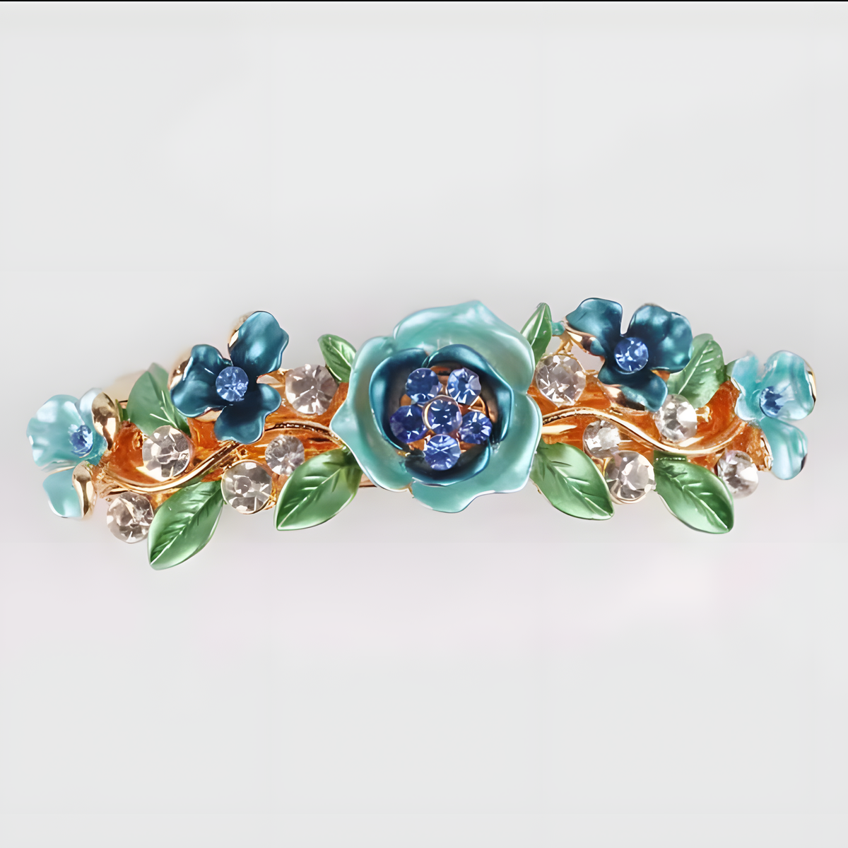 Enamel Flower Rhinestone Barrette