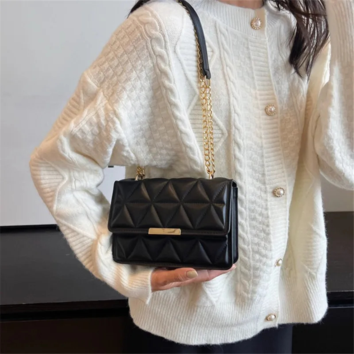 Quilted Chain Crossbody Bag
