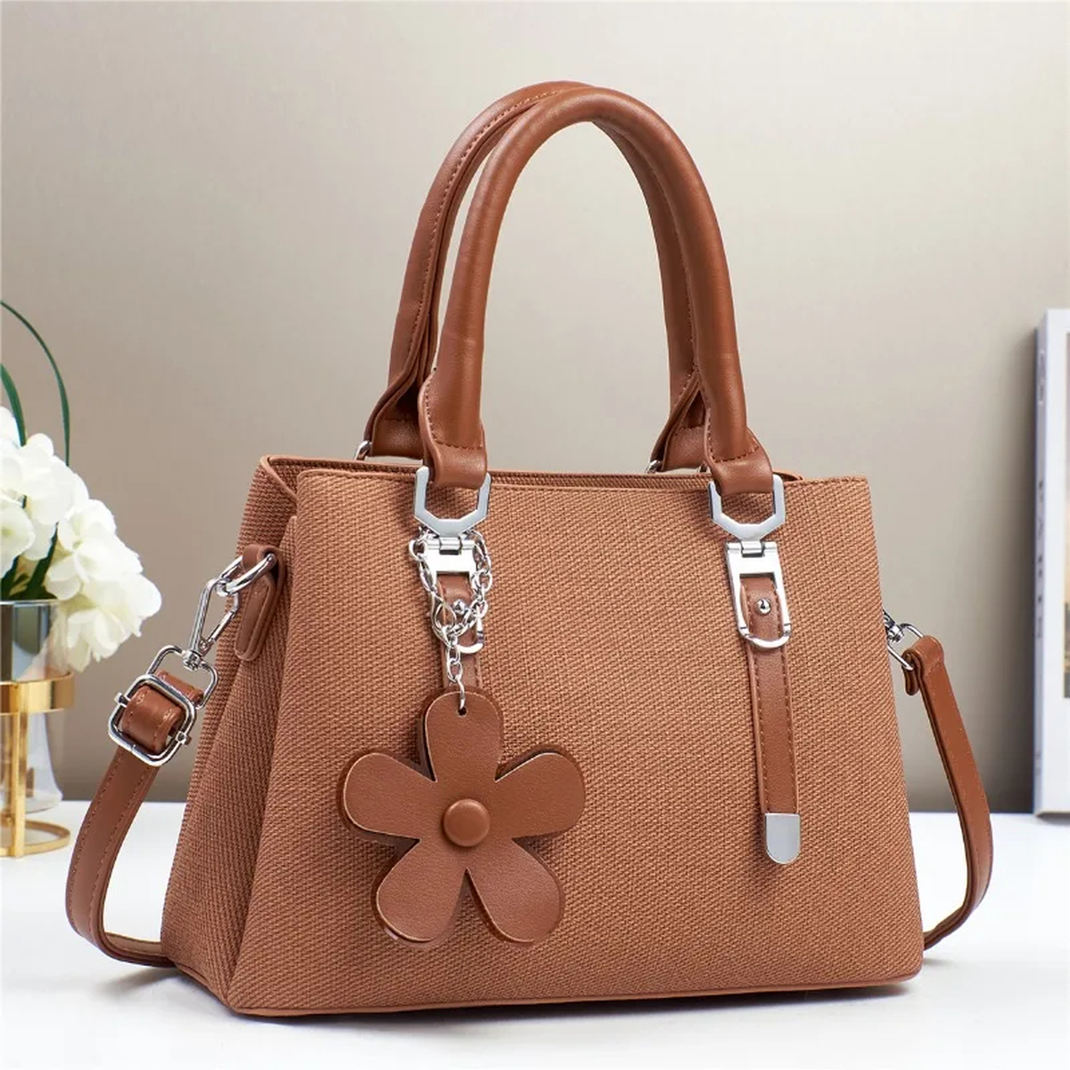 Flower Charm Crossbody Handbag