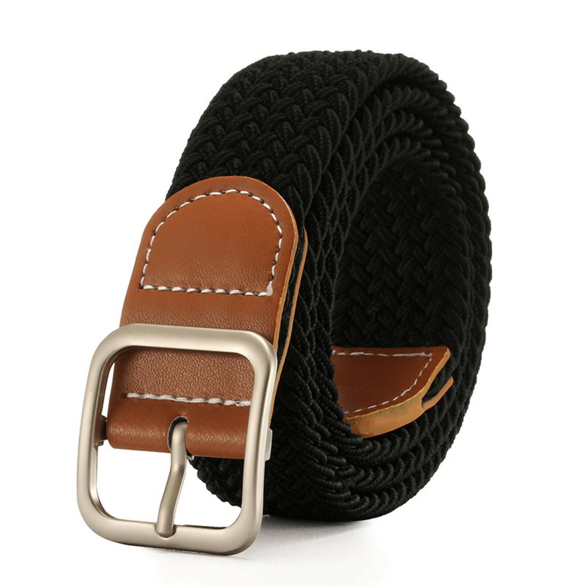 Elastic Braided Square-Buckle Belt