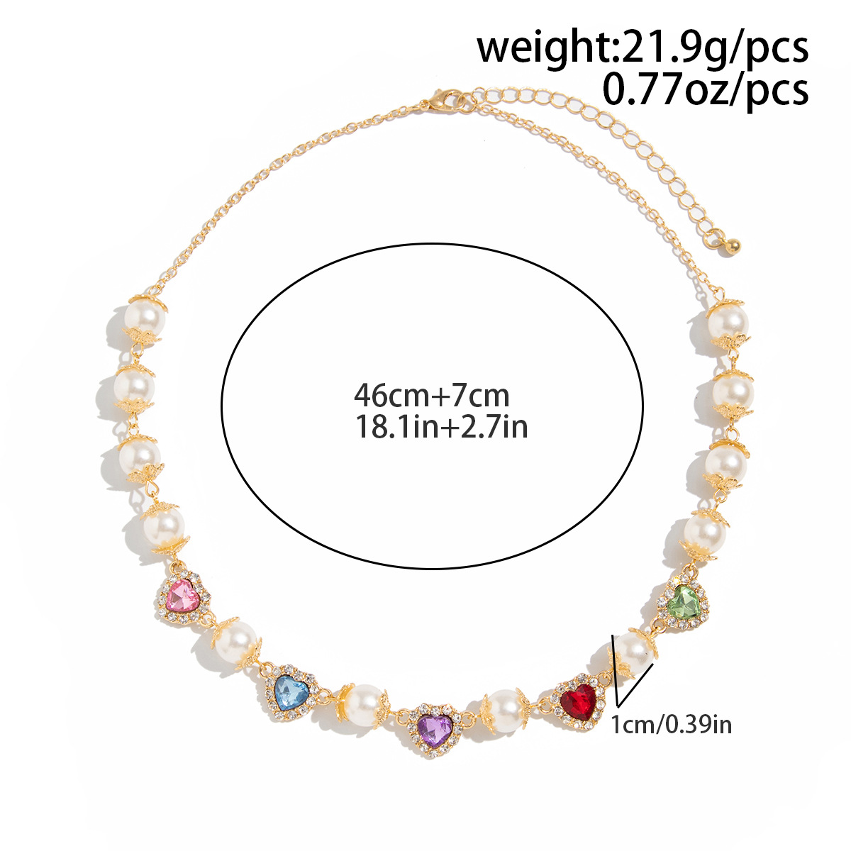 Colorful Heart Pearl Necklace