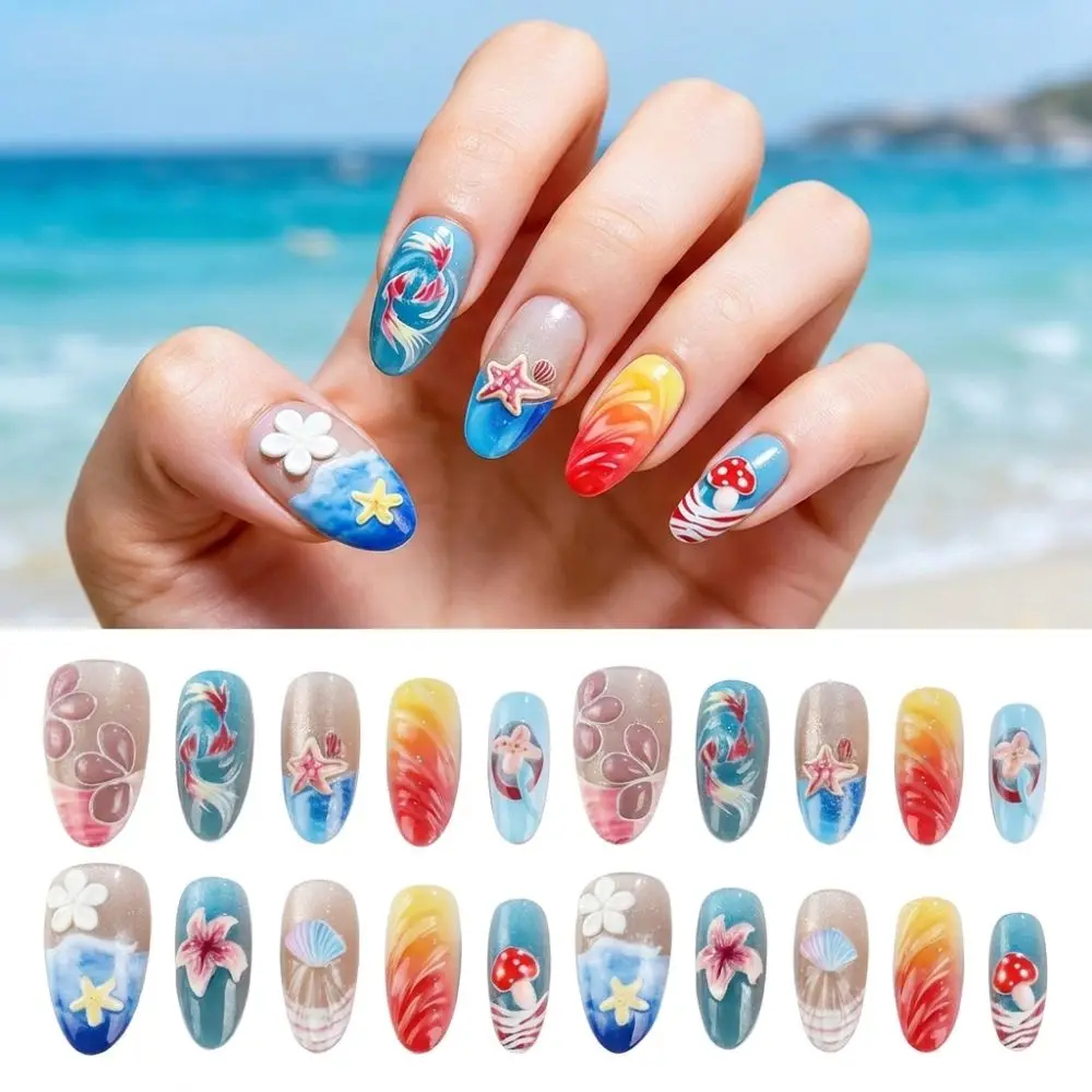 3D Ocean Press On Nails