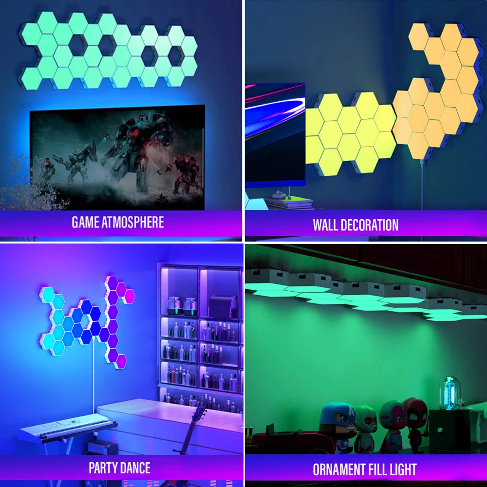 RGB Bluetooth LED Sechseck-Wandleuchte für den Innenbereich