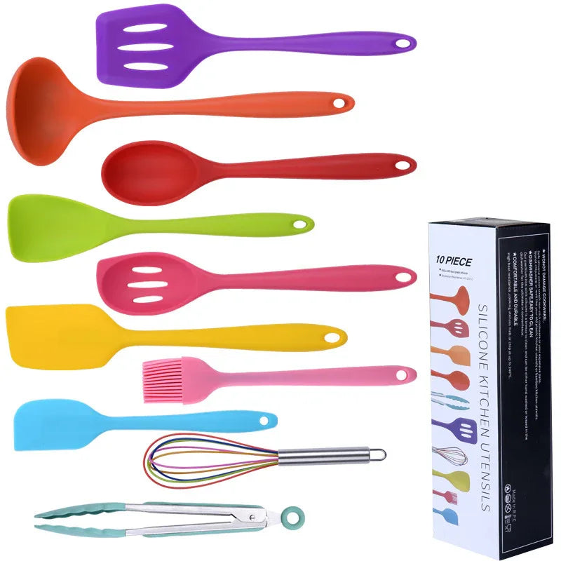 10-Piece Silicone Kitchenware Non-Stick Cooking Spatula Kitchen Utensils Set