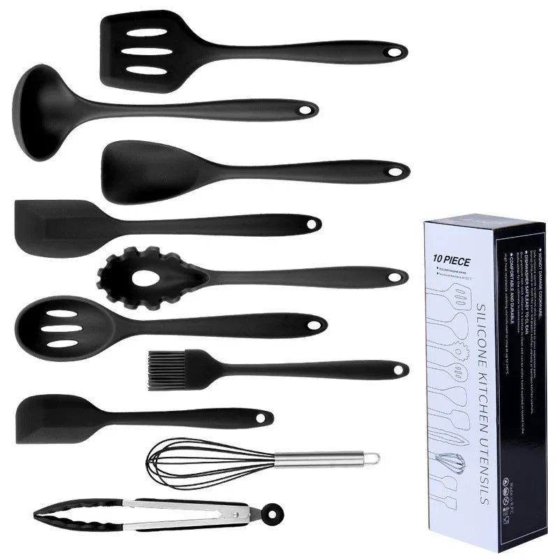 10-Piece Silicone Kitchenware Non-Stick Cooking Spatula Kitchen Utensils Set
