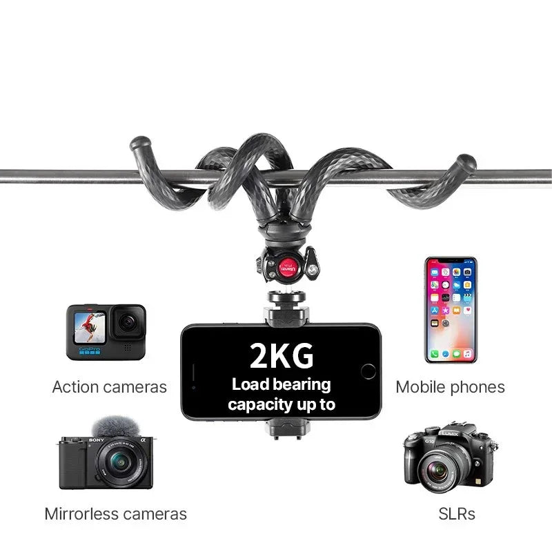 Ulanzi FT-01 Tripod flexibelt 360 grader kulledshuvud 1/4" skruv / Mobilhållare / Tillbehörssko - Bläckfisk