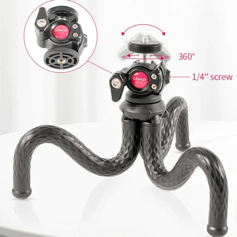 Ulanzi FT-01 Tripod flexibelt 360 grader kulledshuvud 1/4" skruv / Mobilhållare / Tillbehörssko - Bläckfisk