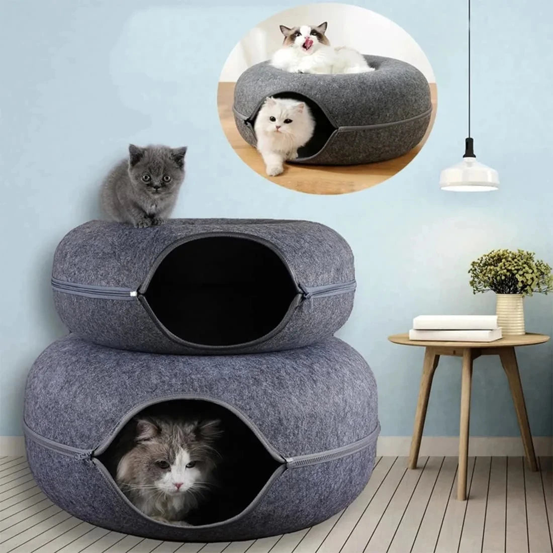 Felt Donut Cat Tunnel Bed