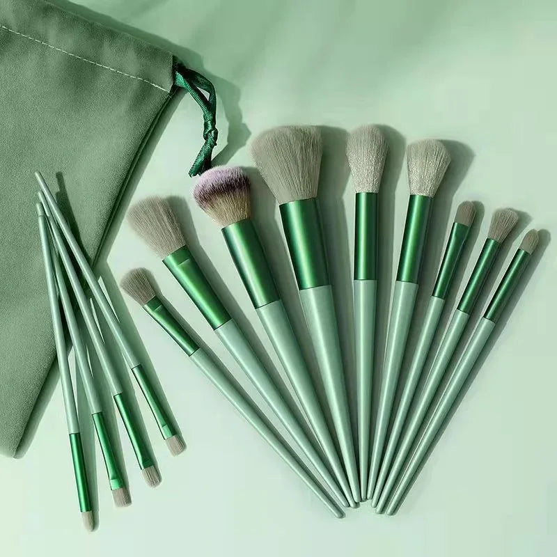 13 Soft Makeup Brushes & Cloth  Storage Bag