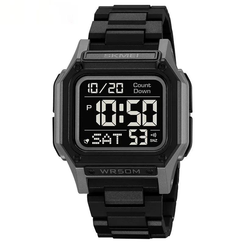Multifunctional Rectangular Electronic Digital Resin Mirror Material Men's Watch