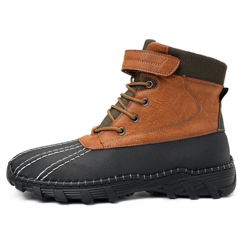 Winter Fleece Lace-up Shoes Waterproof Anti-Slip Sole Outdoor Warm Snow Boots For Men