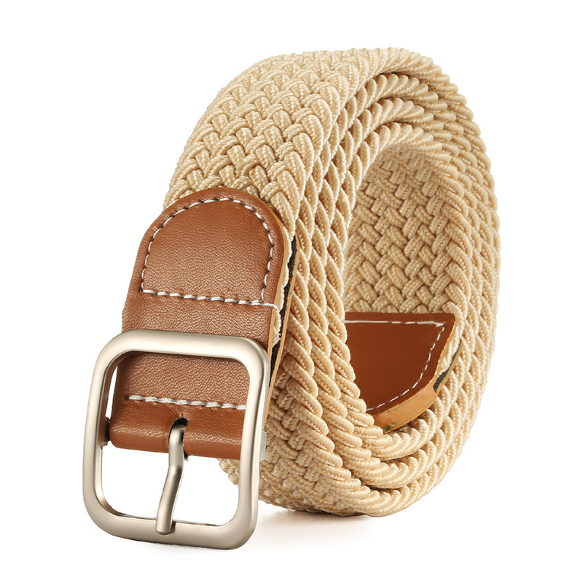 Elastic Braided Square-Buckle Belt