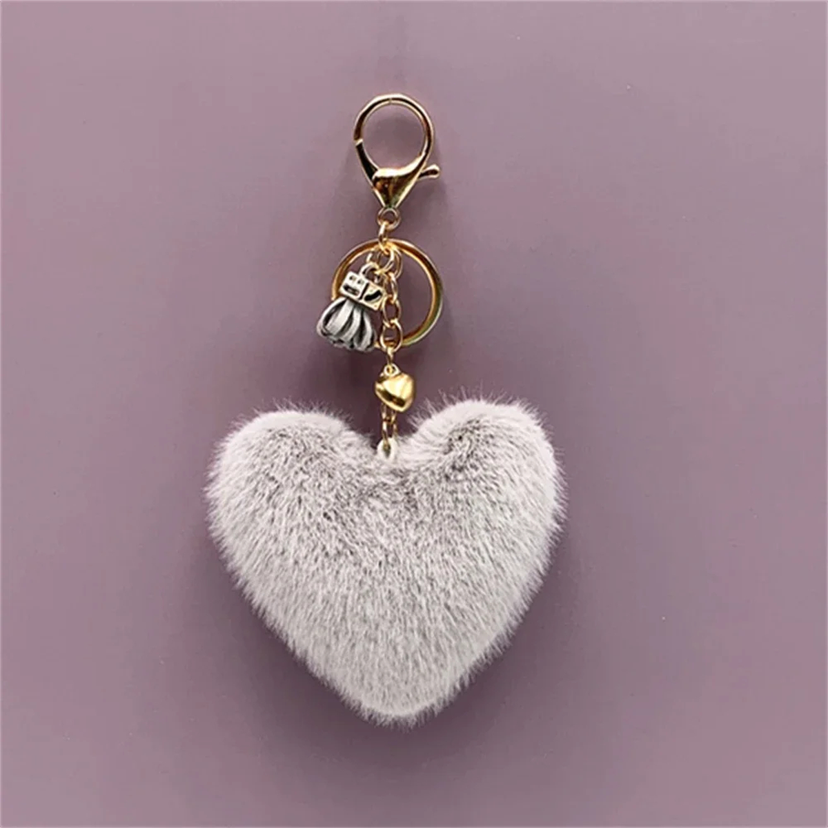 Fluffy Heart Tassel Key Charm