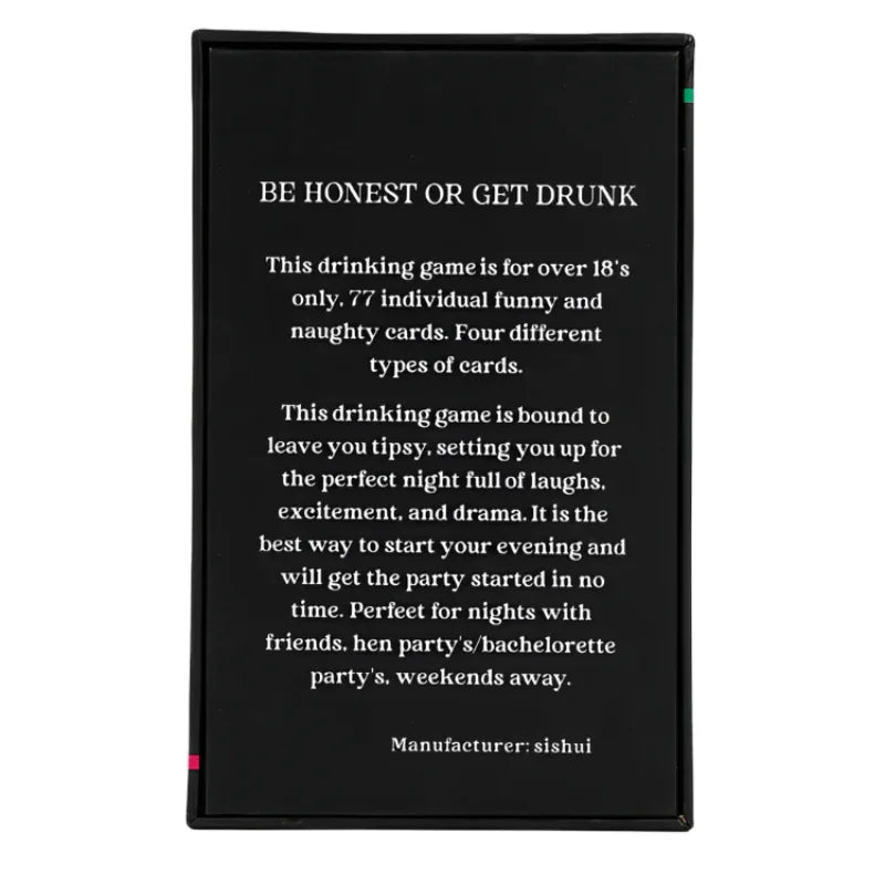 English Version BE HONEST OR GET DRUNK Sincere Drinking Leisure Party Card Game
