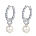 925 Sterling Silver Freshwater Pearl Inlaid Moissanite Earrings For Women