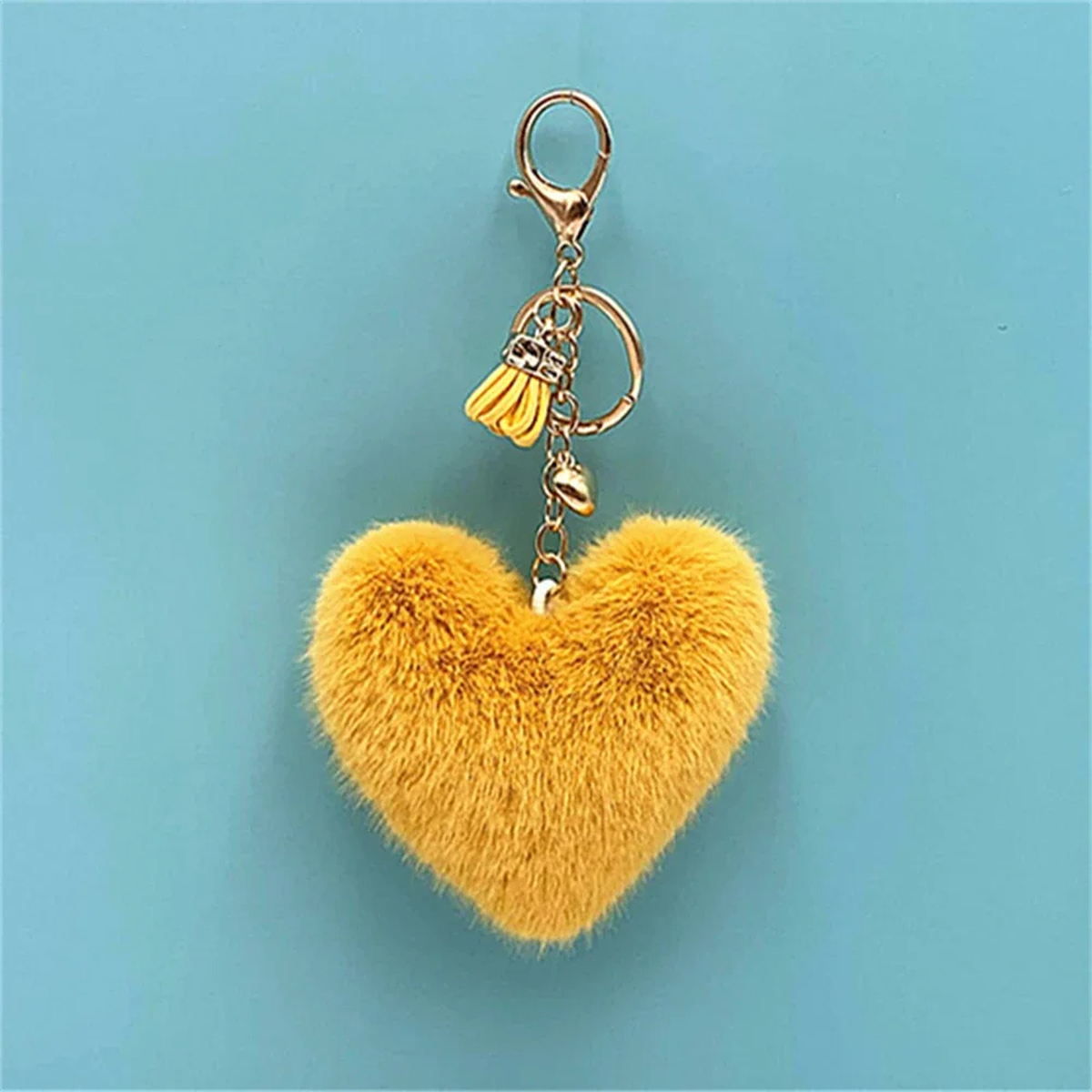 Fluffy Heart Tassel Key Charm