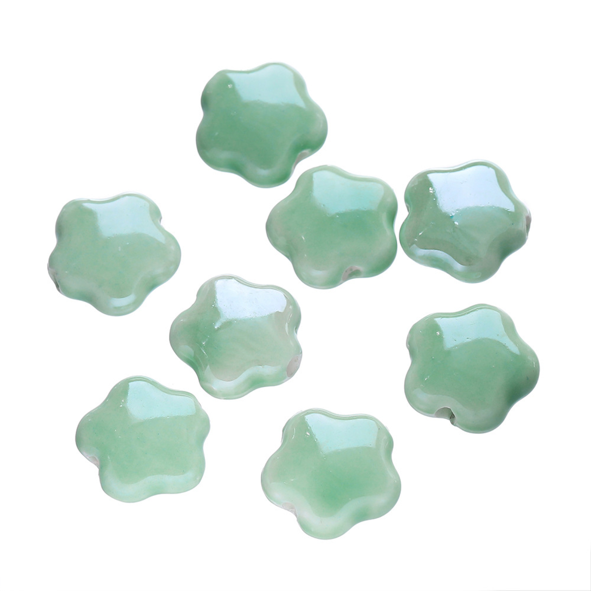 Five-Petal Ceramic Flower Beads, 10-Pack