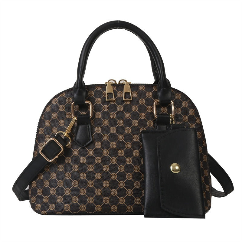 Mönstrad axelväska – Kompakt handväska med mobilficka