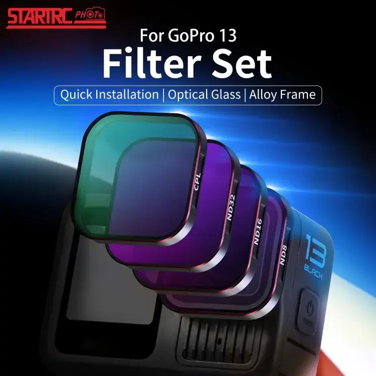 GoPro HERO13 Black STARTRC Quick Release 4-i-1 Filterkit (ND8/ND16/ND32/CPL)